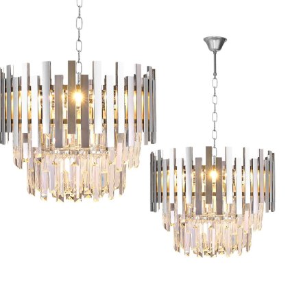Luster Aspen, 1x krištáľové/chrómové kovové tienidlo, (fi 45cm), ch