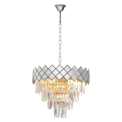 Luster Carisma II, 1x krištáľové/chrómové kovové tienidlo, (fi 50cm), ch