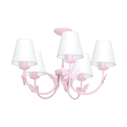 Detský luster Alice, 5x biele textilné tienidlo, p