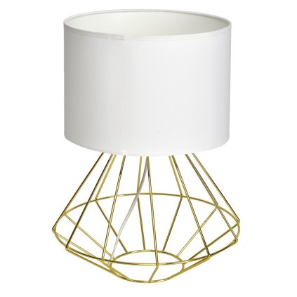 Stolná lampa Lupo, 1x biele textilné tienidlo, g