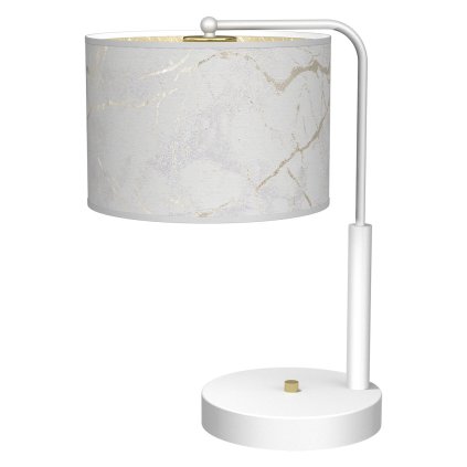 Stolná lampa Senso, 1x biele/zlaté textilné tienidlo, w