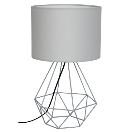 Stolná lampa Basket, 1x sivé textilné tienidlo, gre