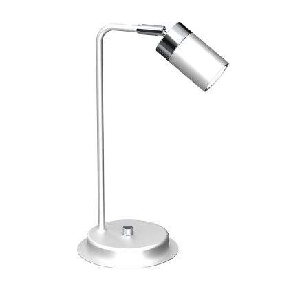 Stolná lampa Joker, 1x chrómové/biele kovové tienidlo, w
