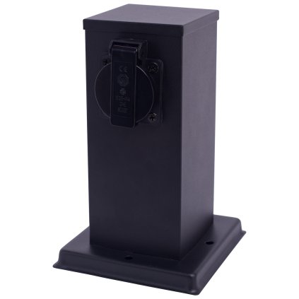 Elektrický záhradný stĺpik Electric, nerezová oceľ, 2 zásuvky, čierna, (20 cm)