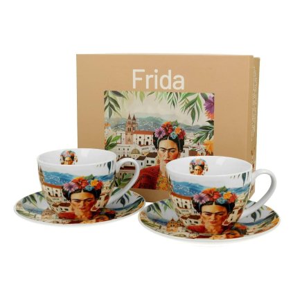 Porcelánová šálka s podšálkou Mexican Art Frida 270 ml sada 2ks