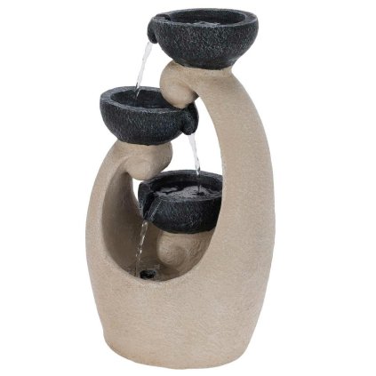 Záhradná fontána s osvetlením Teacup, 26x21x48 cm, polistone, béžová