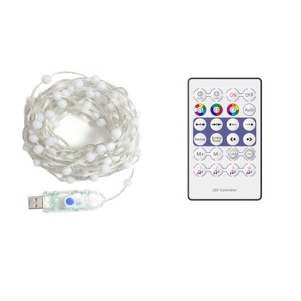 LED svetelná reťaz Wizard, 5m, RGB, ovládač