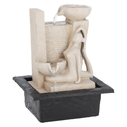 Záhradná fontána s osvetlením Yogi1, 21,5x18x28,5 cm, polistone, béžová