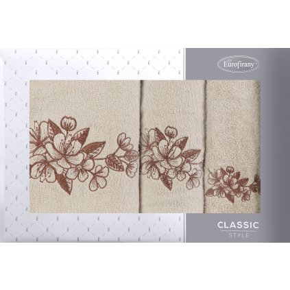 FROTÉ UTERÁK SOFIA SADA 1KS 30X50 CM, 1KS 50X90 CM, 1KS 70X140 CM BÉŽOVÁ