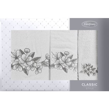 FROTÉ UTERÁK SOFIA SADA 1KS 30X50 CM, 1KS 50X90 CM, 1KS 70X140 CM STRIEBORNÁ