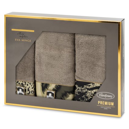 BAVLNENÝ UTERÁK EVA MINGE22 SADA 1KS 30X50 CM, 1KS 50X90 CM, 1KS 70X140 CM TMAVOBÉŽOVÁ