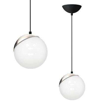 Závesné svietidlo Sfera, 1x biele sklenené tienidlo, b/ch