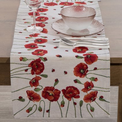 GOBELÍNOVÝ BEHÚŇ NA STÔL PAPAVER 40X100 CM KVETY