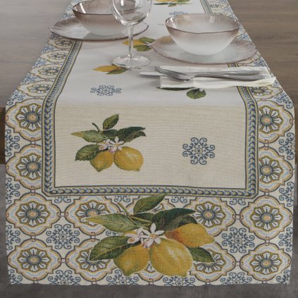 GOBELÍNOVÝ BEHÚŇ NA STÔL LEMON 45X140 CM VZOROVANÝ