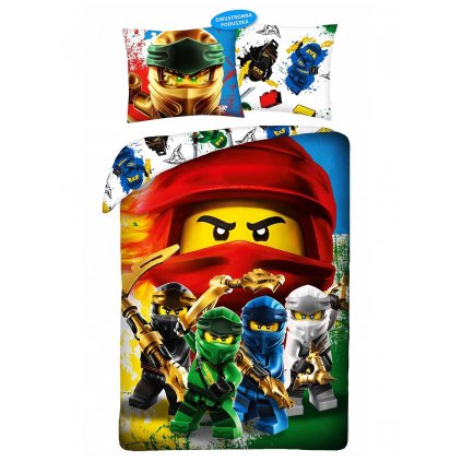 DETSKÉ BAVLNENÉ OBLIEČKY LEGO NINJAGO 160X200 CM, 1KS 70X80 CM VZOROVANÉ