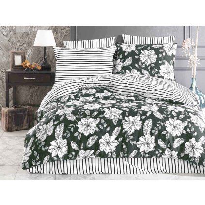 SATÉNOVÉ OBLIEČKY SATINLOVE EXCLUSIVE HAKKI GREEN 160X200 CM, 2KS 70X80 CM VZOROVANÉ