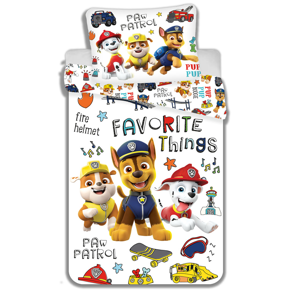 DETSKÉ POSTEĽNÉ OBLIEČKY PAW PATROL 100X135 CM, 1KS 40X60 CM VZOROVANÉ