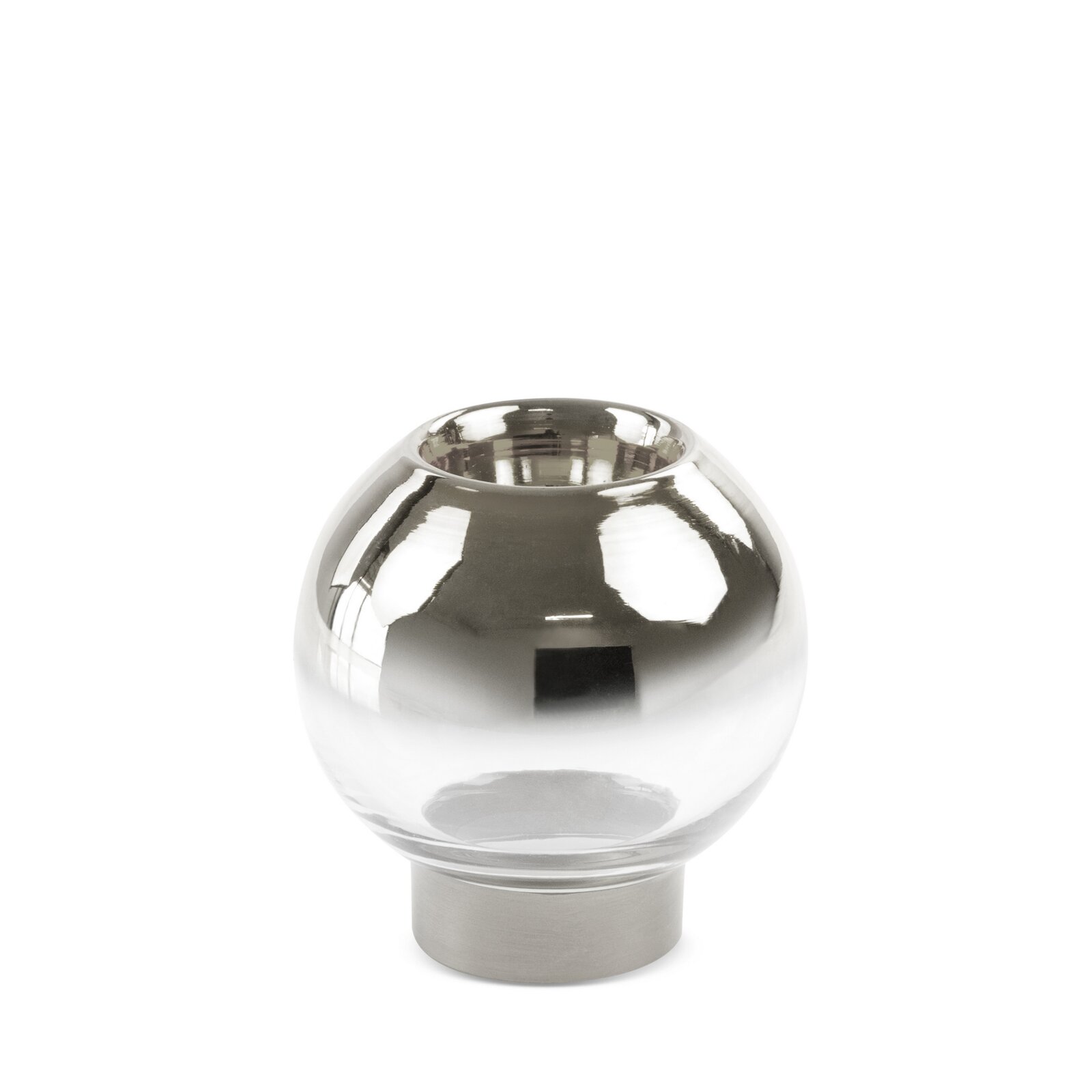 SKLENENÝ SVIETNIK ZOJA (FI) 15X15 CM STRIEBORNÉ