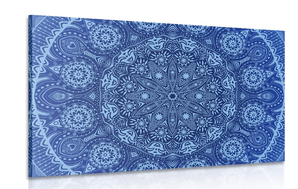 Obraz okrasná Mandala s krajkou v modrej farbe Varianta: 90x60