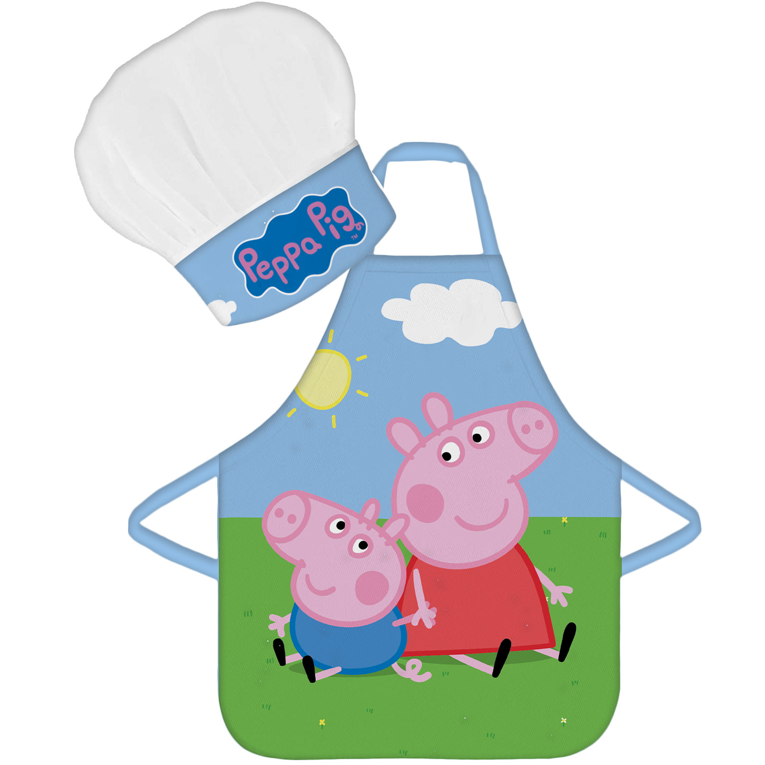 DETSKÁ ZÁSTERA S ČIAPKOU PEPPA PIG AND GEORGE 45X50 CM, 2X33CM VZOROVANÁ