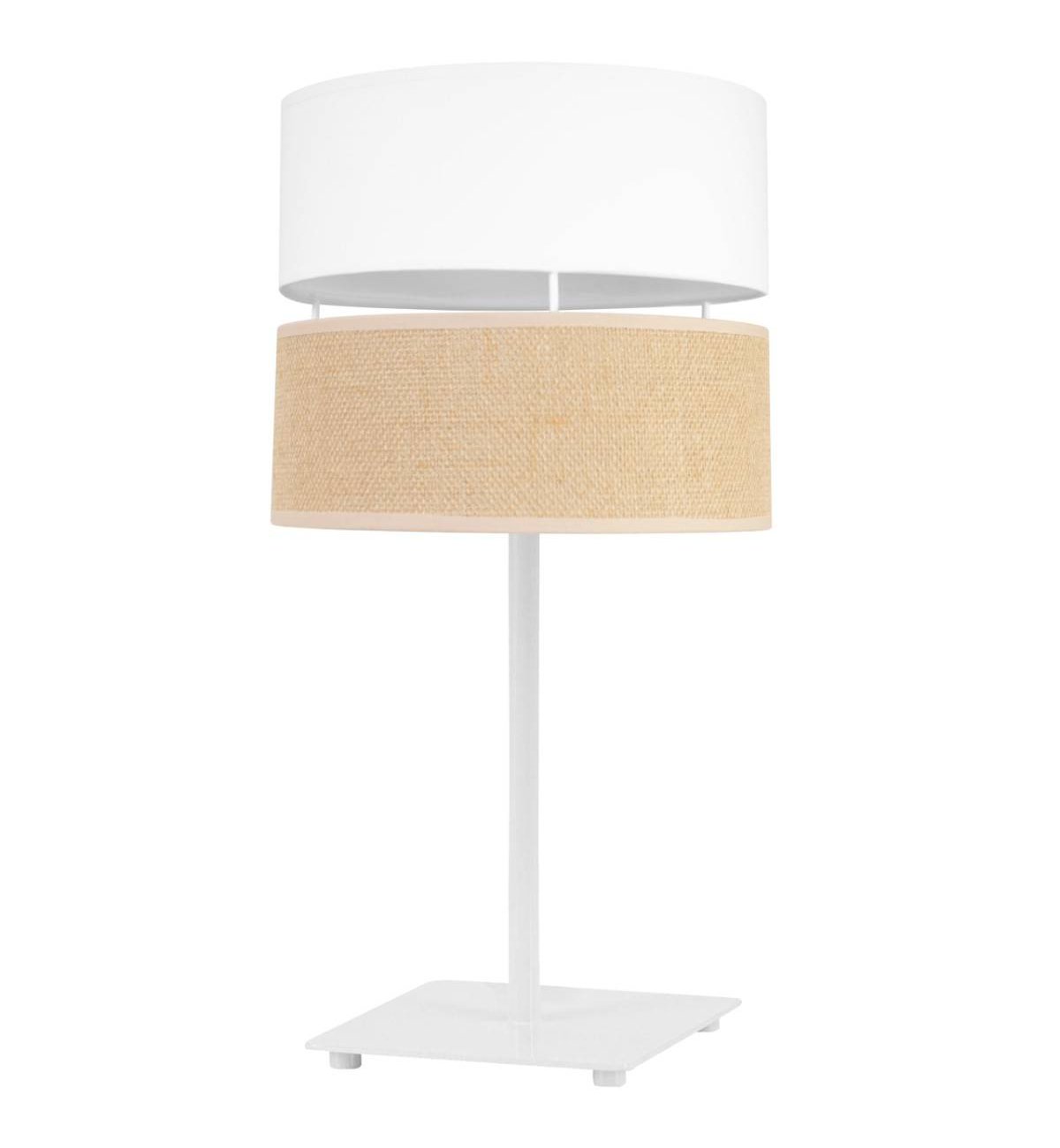 Stolná lampa Juta, 1x jutové/biele textilné tienidlo, n, w