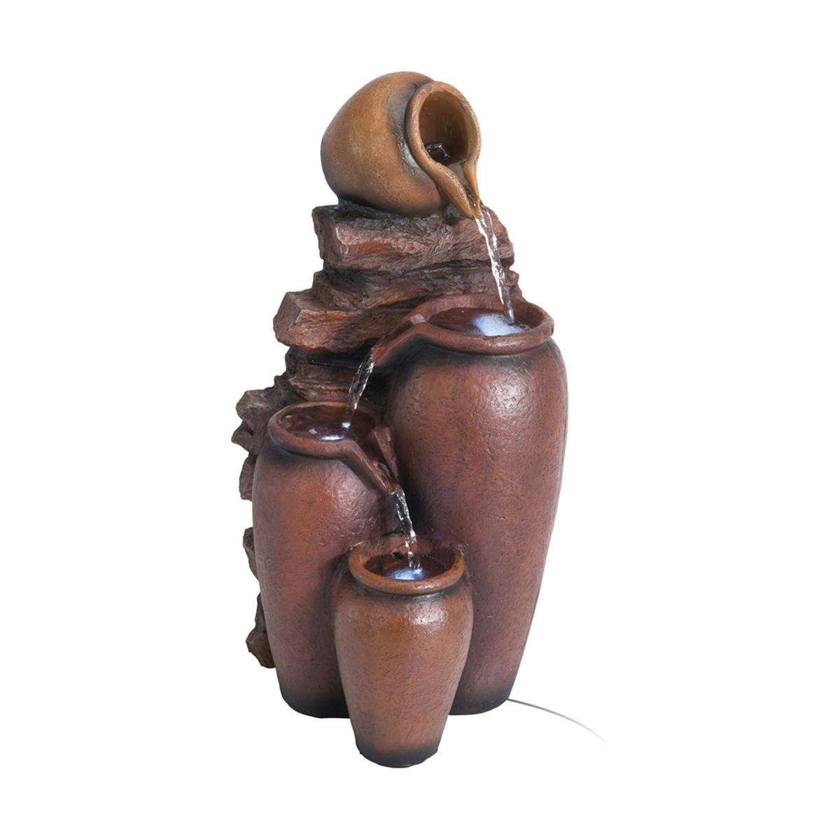 Záhradná fontána s osvetlením Amfora, 41x21x23 cm, polyresín, hnedá