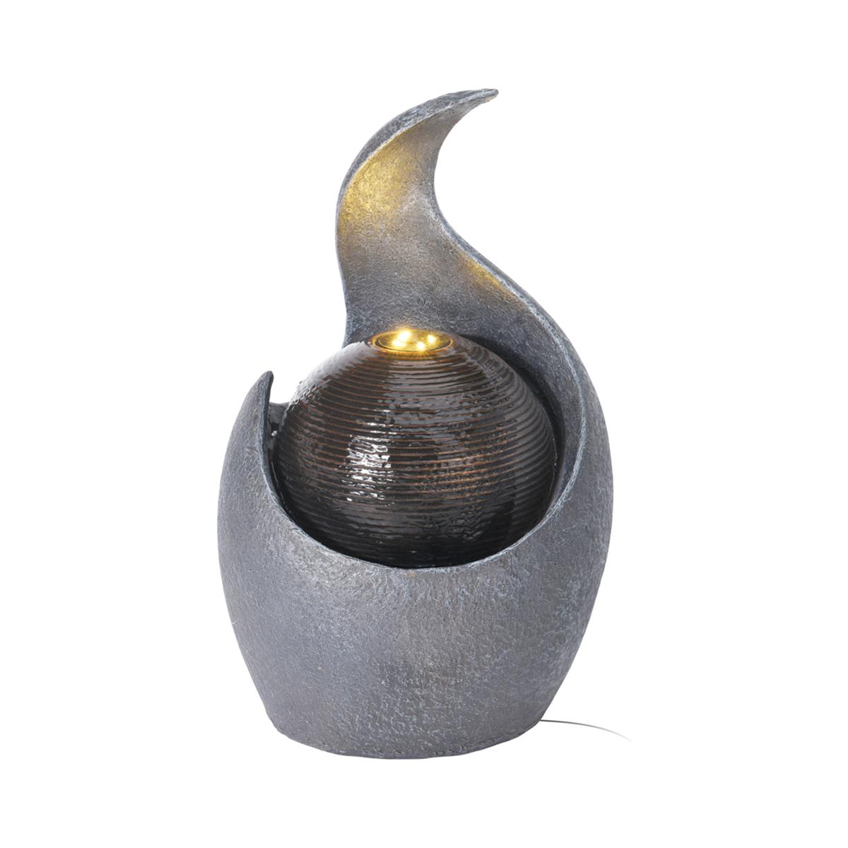 Záhradná fontána s osvetlením Modern, 38x24x21 cm, polyresín, sivá
