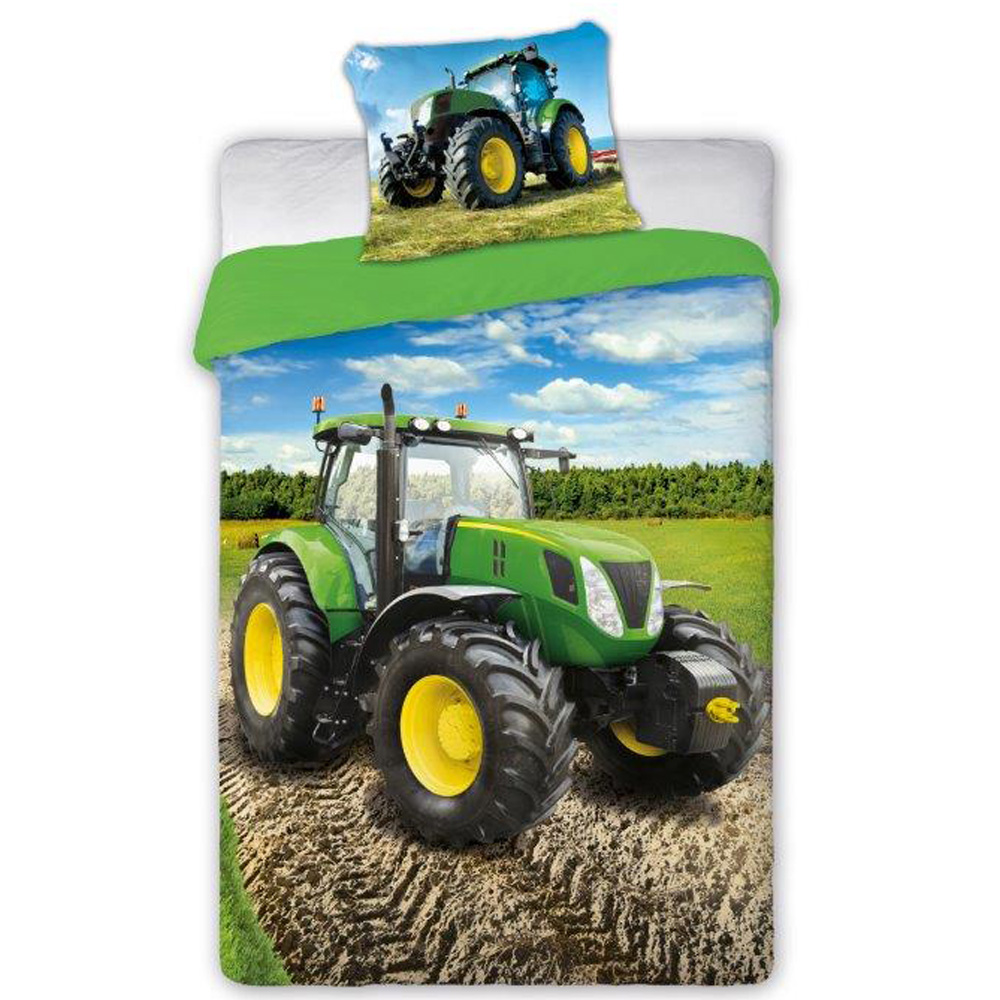 DETSKÉ BAVLNENÉ OBLIEČKY TRACTOR 140X200 CM, 1KS 70X90 CM VZOROVANÉ