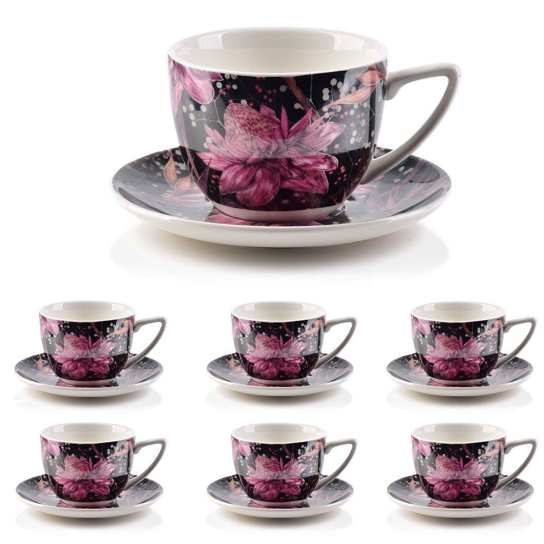 Porcelánová šálka s podšálkou Ayla Lotos 250ml sada 6ks