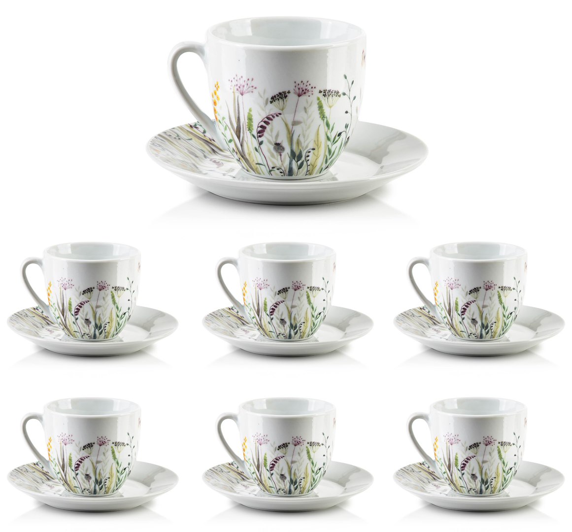 Porcelánová šálka s podšálkou Joy Flowers 250 ml sada 6ks
