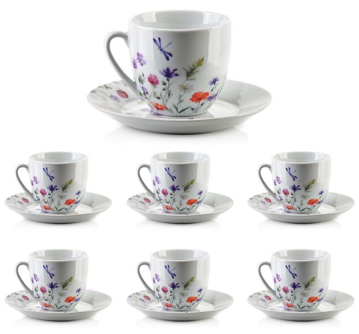 Porcelánová šálka s podšálkou Joy Dragonfly 250 ml sada 6ks