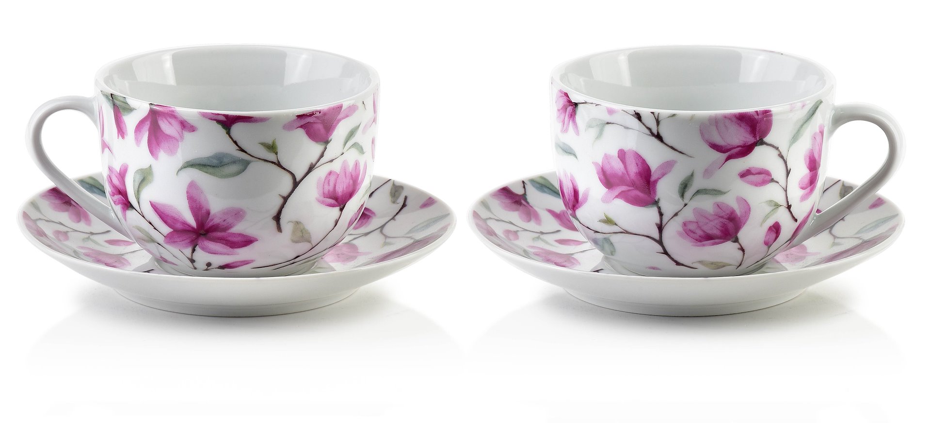 Porcelánová šálka s podšálkou Joy Pink 245 ml sada 2ks