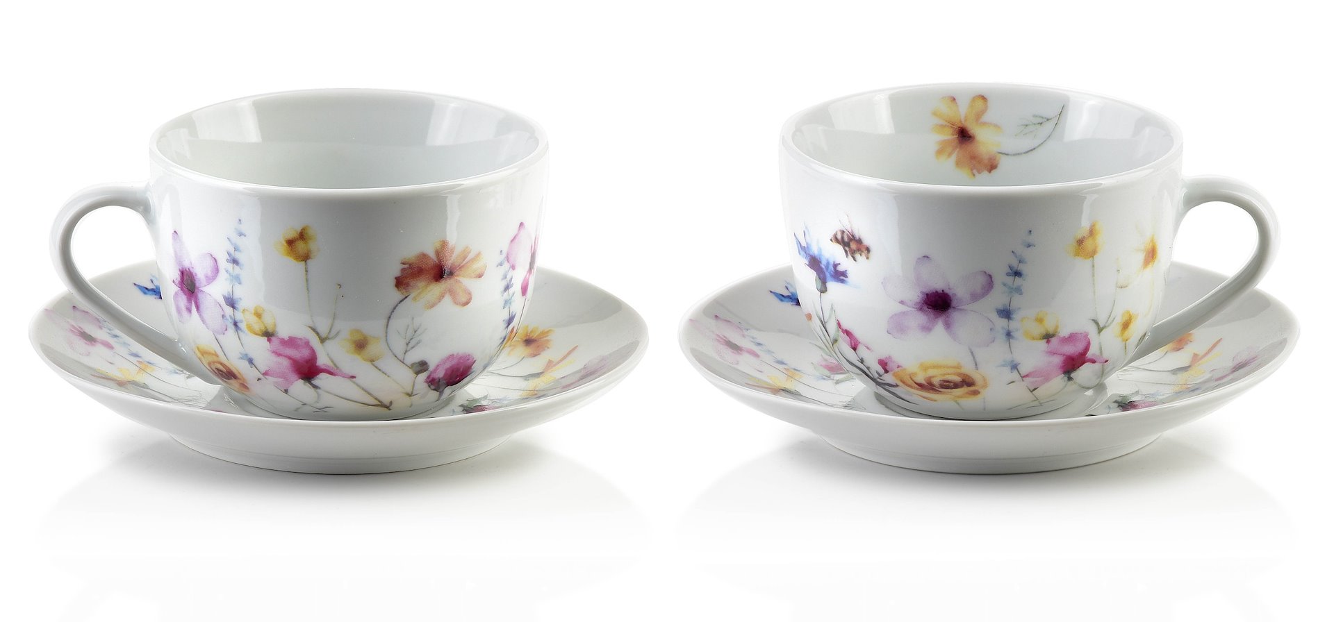Porcelánová šálka s podšálkou Joy Garden 245 ml sada 2ks