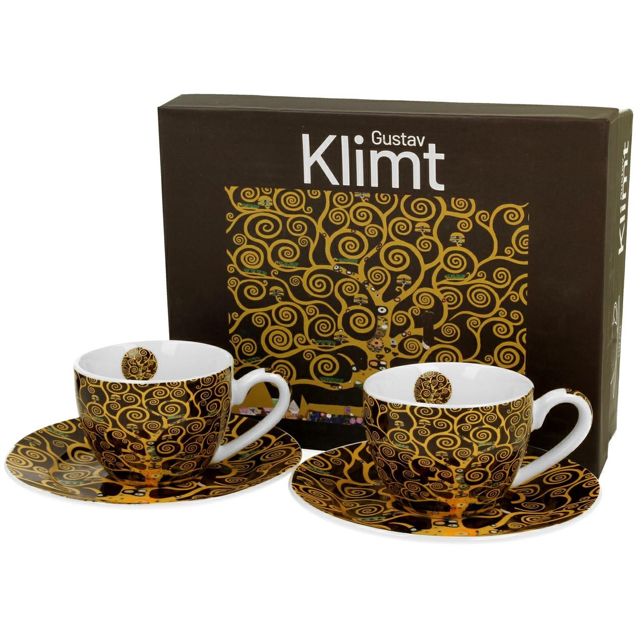 Porcelánová šálka s podšálkou Klimt Tree Of Life 90 ml sada 2ks