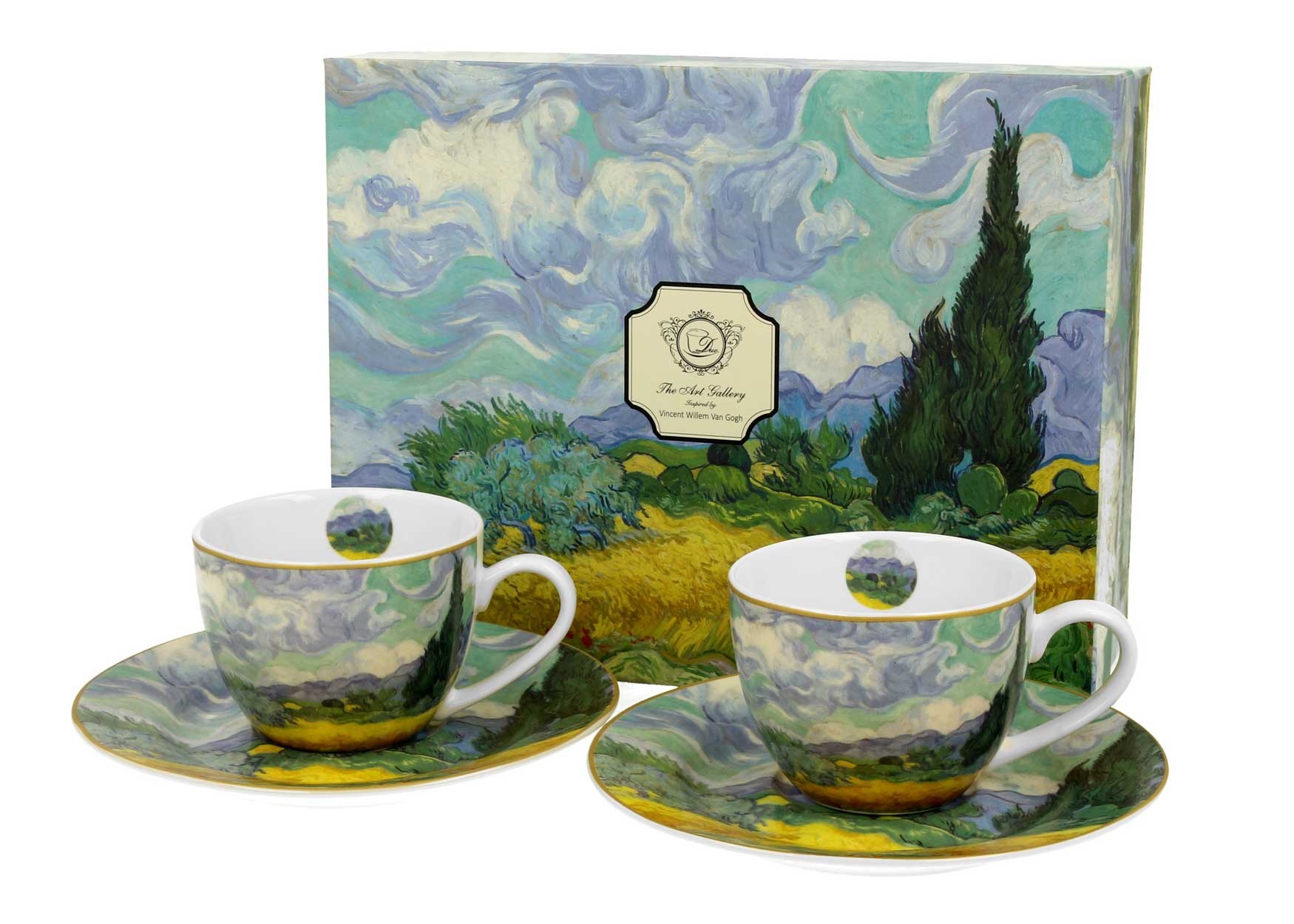 Porcelánová šálka s podšálkou Van Gogh Wheat Field 90 ml sada 2ks