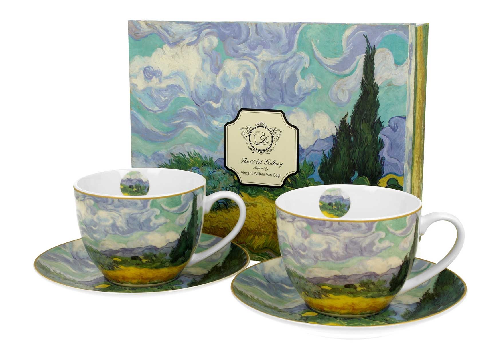 Porcelánová šálka s podšálkou Van Gogh Wheat Field 250 ml sada 2ks