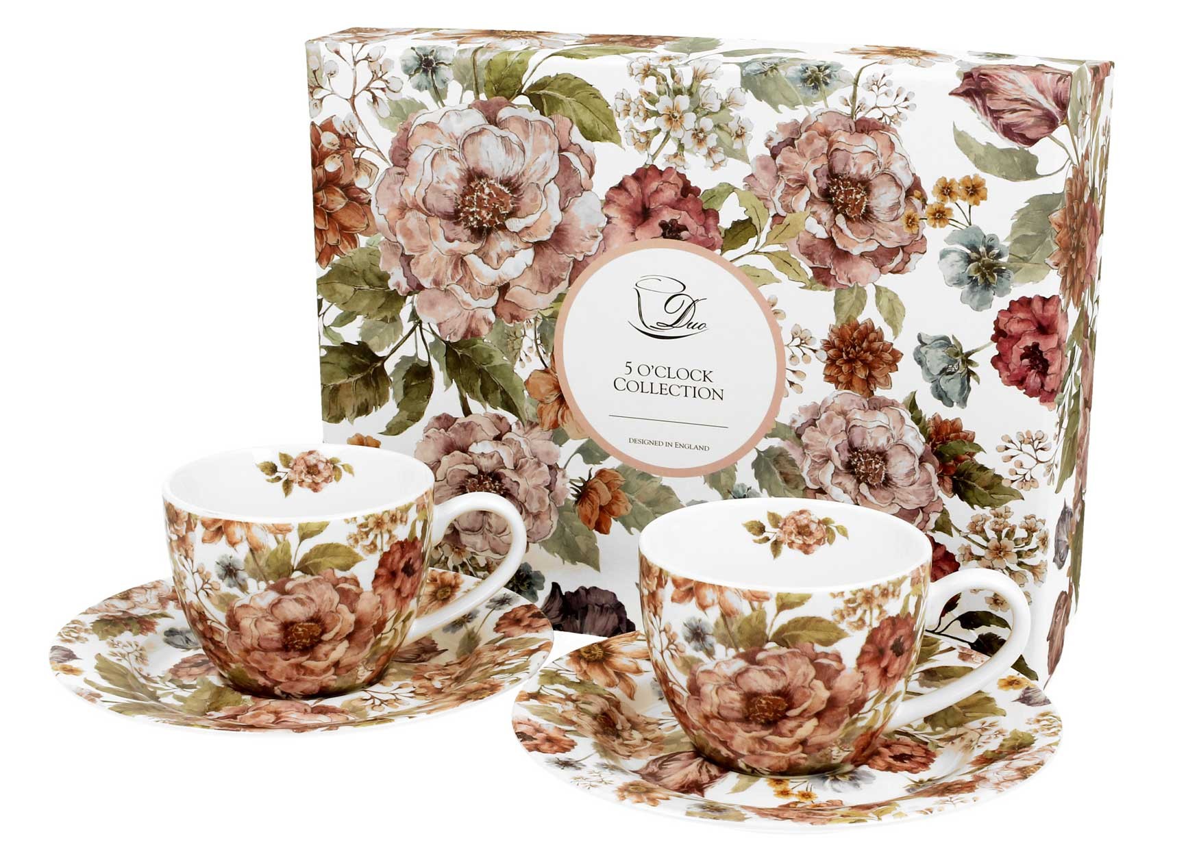 Porcelánová šálka s podšálkou Pastel Flowers 90 ml sada 2ks