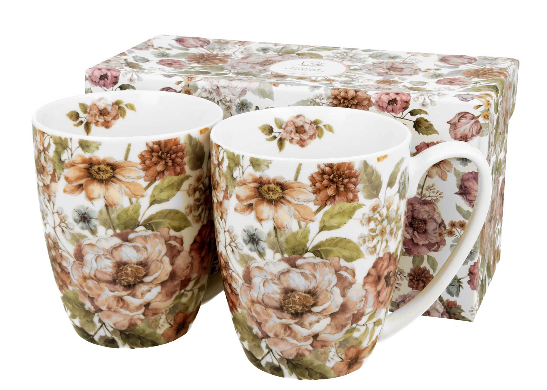 Porcelánový hrnček Pastel Flowers 360 ml sada 2ks