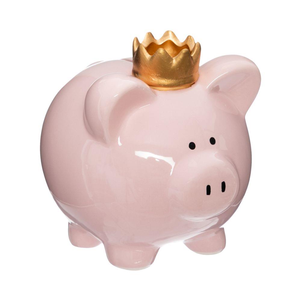 Keramická pokladnička Pink Queen Pig 14,5x16x14,5 cm
