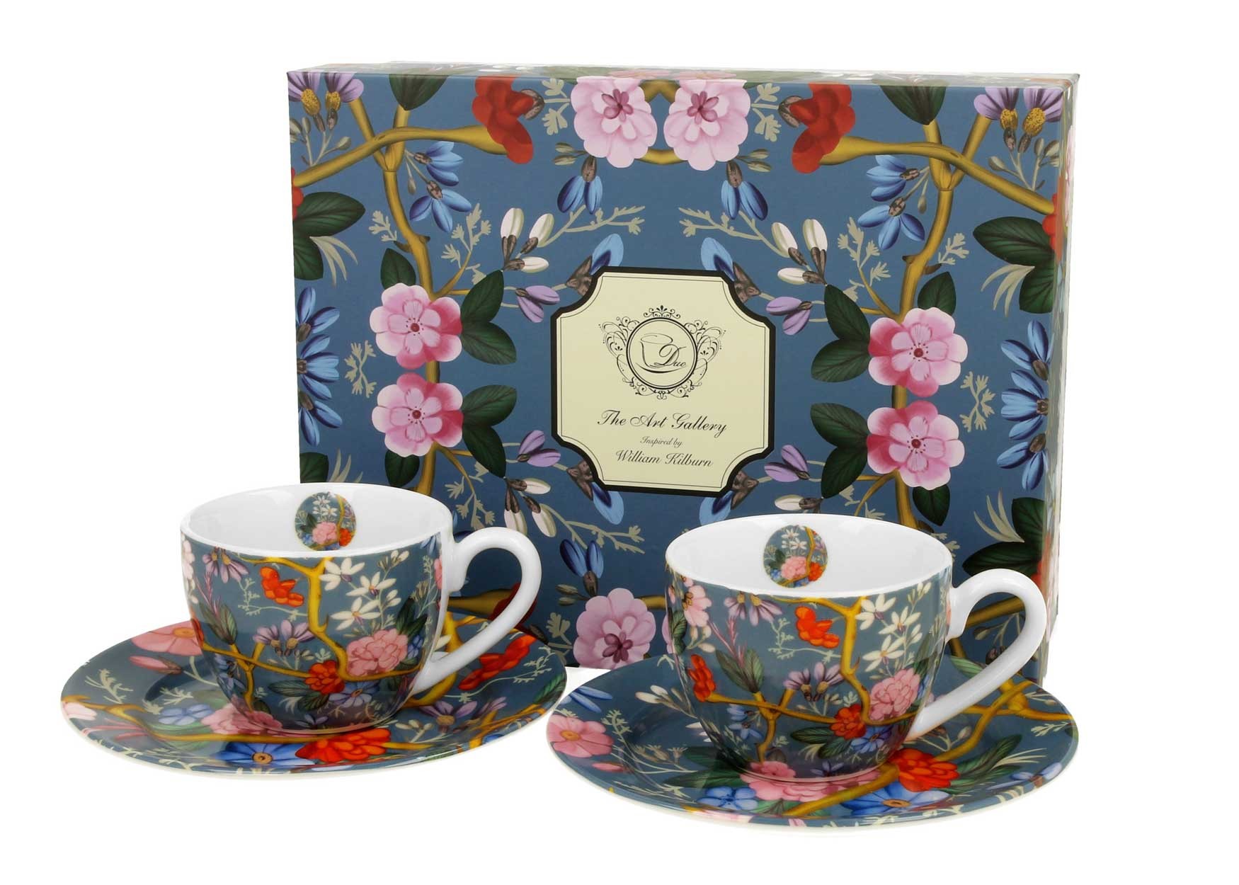 Porcelánová šálka s podšálkou Kilburn Blue 90 ml sada 2ks