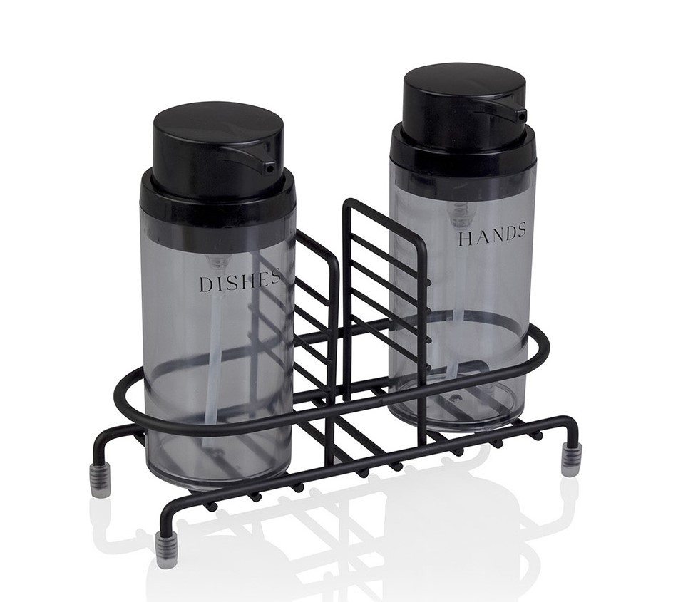 Dávkovač saponátu a mydla Deluxe, čierna, 400 ml