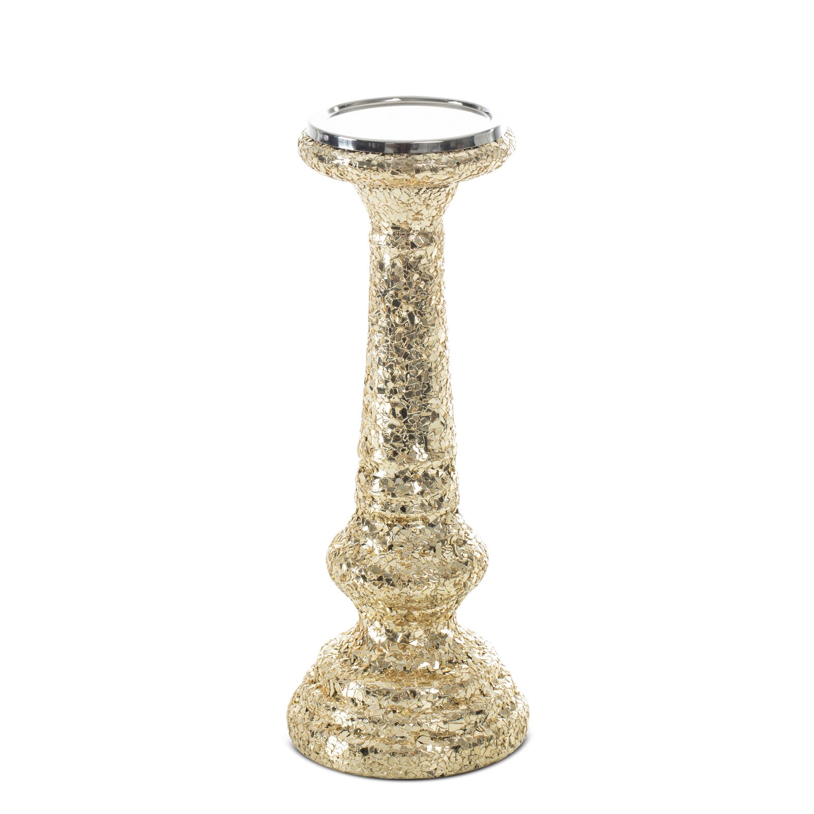 SKLENENÝ SVIETNIK MELIA (FI) 12X31 CM ZLATÝ