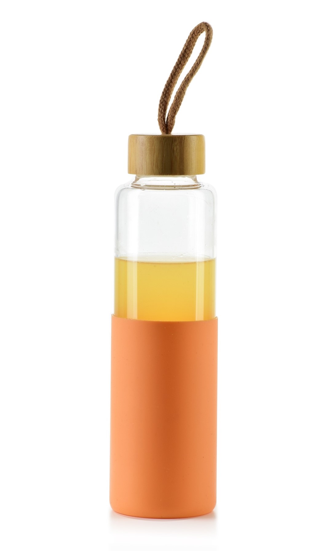 Sklenená fľaša Hollie Orange 600 ml bambusové veko