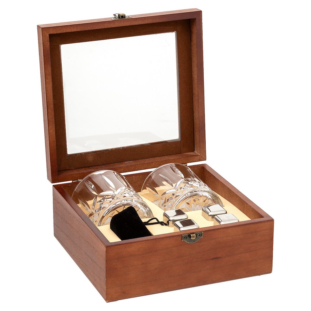 Set na whisky Wood sada 2+4 ks