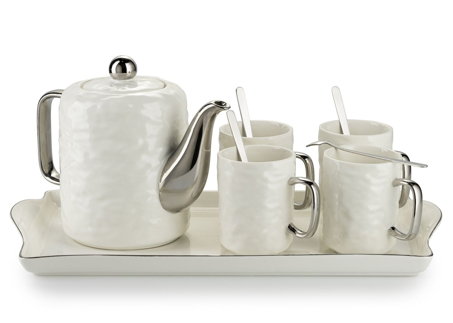 Čajový/kávový set Selena Silver White