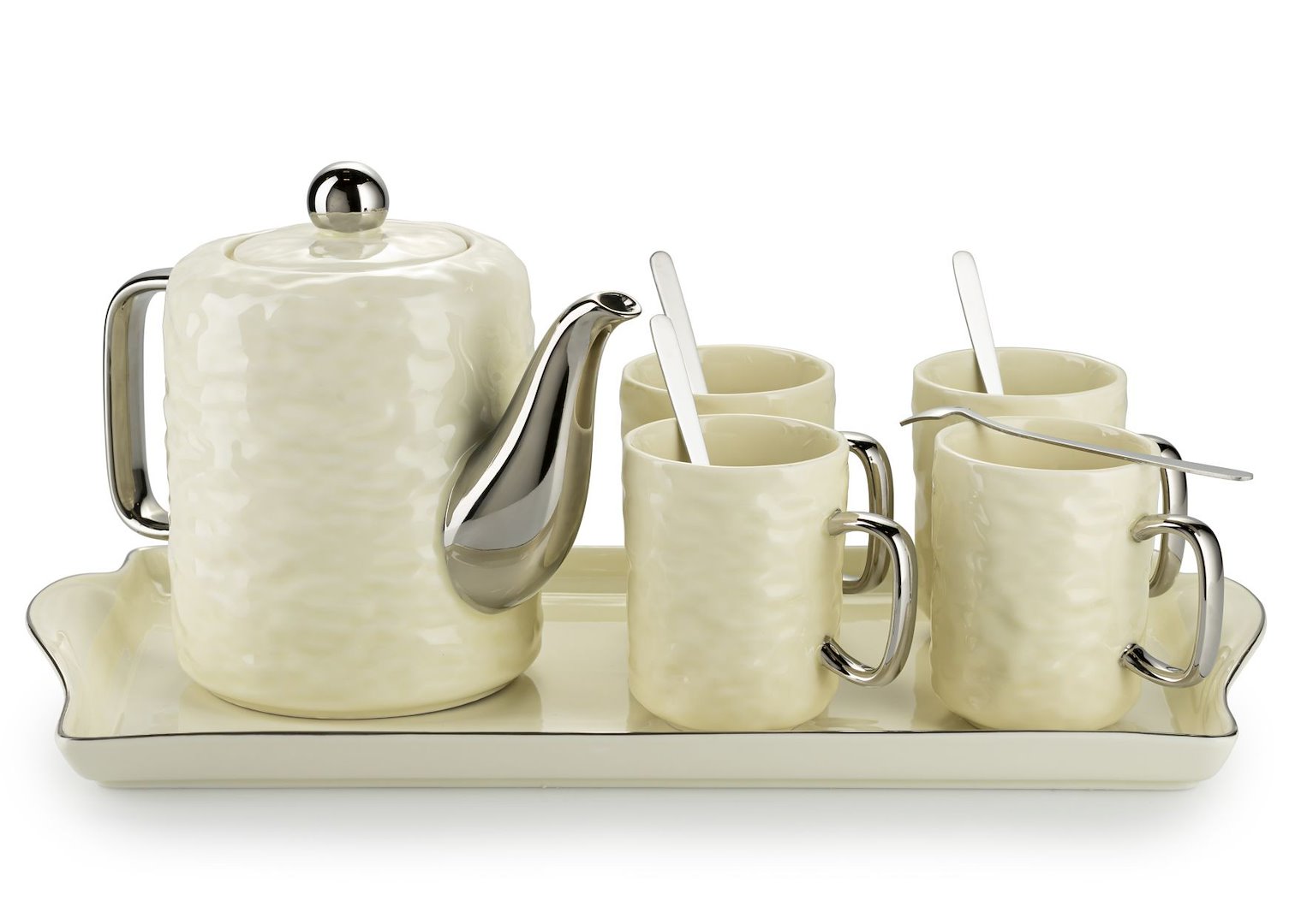 Čajový/kávový set Selena Silver Cream