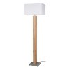 Podlahová lampa FLAME, 1xMax.60W+1xLED 16W, biele textilné tienidlo, dyhovaný dub, dotykový stmievač, G