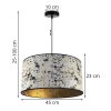 Závesné svietidlo Werona 5, 1x sivé textilné tienidlo so vzorom, (fi 45cm), g