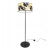 Stojacia lampa Gold Flowers, 1x biele textilné tienidlo s kvetinovým vzorom, (výber z 2 farieb konštrukcie), (fi 40cm), o