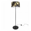 Podlahová lampa GOLD FLOWERS, 1x čierne textilné tienidlo s kvetinovým vzorom, (fi 35cm), O